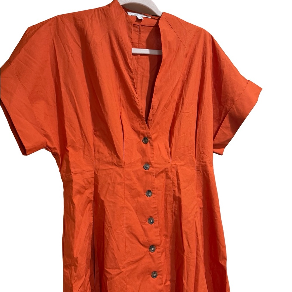 Banana‎ Republic Cotton Poplin Shirt Dress Sunset Orange Size 10 Petite - Picture 7 of 16